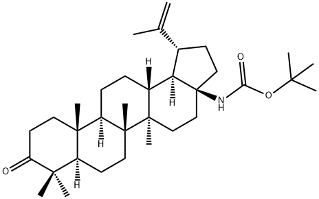 tert-butyl ((1R,3aS,5aR,5bR,7aR,11aR,11bR,13aR,13bR)-5a,5b,8,8,11a-pentamethyl-9-oxo-1-(prop-1-en-2-yl)icosahydro-1H-cyclopenta[a]chrysen-3a-yl)carbamate Struktur