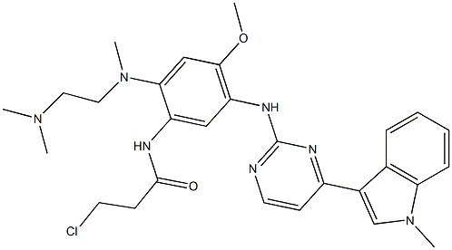 3-chloro-N-(2-((2-(dimethylamino)ethyl)(methyl)amino)-4-methoxy-5-(4-(1-methyl-1H-indol-3-yl)pyrimidin-2-ylamino)phenyl)propanamid Struktur