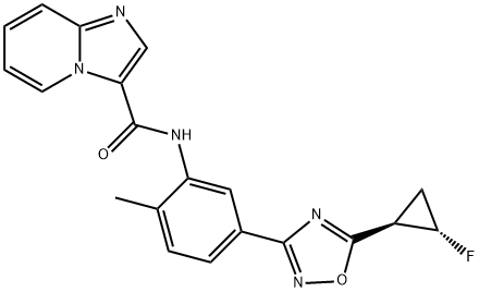 N-(5-(5-((1R,2S)-2-fluorocyclopropyl)-1,2,4-oxadiazol-3-yl)-2-methylphenyl)imidazo[1,2-a]pyridine-3-carboxamide Struktur