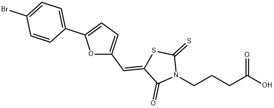 (Z)-4-(5-((5-(4-bromophenyl)furan-2-yl)methylene)-4-oxo-2-thioxothiazolidin-3-yl)butanoic acid Struktur