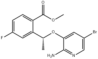 methyl(R)-2-(1-((2-amino-5-bromopyridin-3-yl)oxy)ethyl)-4-fluorobenzoate Struktur