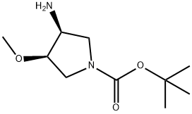 (3S,4R)-3-Amino-4-methoxy-pyrrolidine-1-carboxylic acid tert-butyl ester Struktur