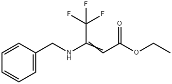 (E)-Ethyl 3-(benzylamino)-4,4,4-trifluorobut-2-enoate Struktur