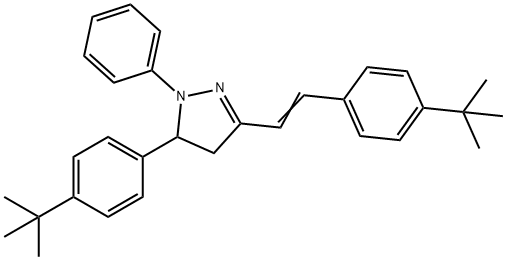 (E)-5-(4-(tert-butyl)phenyl)-3-(4-(tert-butyl)styryl)-1-phenyl-4,5-dihydro-1H-pyrazole Struktur