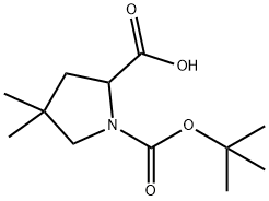 1-Boc-4,4-dimethyl-pyrrolidine-2-carboxylic acid Struktur