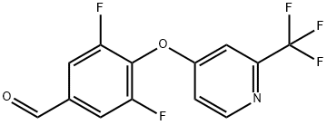 3,5-difluoro-4-((2-(trifluoromethyl)pyridin-4-yl)oxy)benzaldehyde Struktur