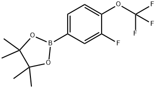 2-(3-fluoro-4-(trifluoromethoxy)phenyl)-4,4,5,5-tetramethyl-1,3,2-dioxaborolane Struktur