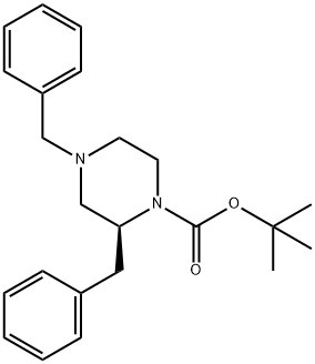 (S)-tert-butyl 2,4-dibenzylpiperazine-1-carboxylate Struktur