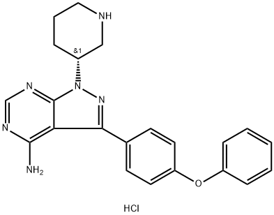 (R)-3-(4-phenoxyphenyl)-1-(piperidin-3-yl)-1H-pyrazolo[3,4-d]pyrimidin-4-amine dihydrochloride Struktur