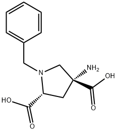 (2R,4R)-1-BENZYL-4-AMINO-PYRROLIDINE-2,4-DIcarboxylic acid Struktur