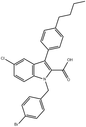 1-(4-bromobenzyl)-3-(4-butylphenyl)-5-chloro-1H-indole-2-carboxylic acid Struktur