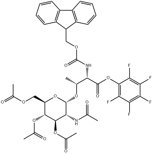 N-[(9H-Fluoren-9-ylmethoxy)carbonyl]-O-[3,4,6-tri-O-acetyl-2-(acetylamino)-2-deoxy-alpha-D-glucopyranosyl]-L-threonine pentafluorophenyl ester Struktur