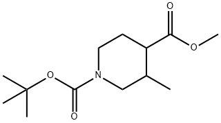 1,4-Piperidinedicarboxylic acid, 3-methyl-, 1-(1,1-dimethylethyl) 4-methyl ester Struktur