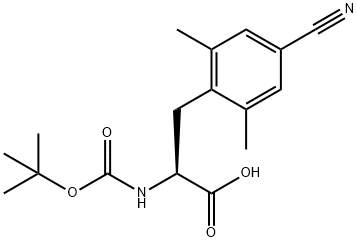 L-Phenylalanine, 4-cyano-N-[(1,1-dimethylethoxy)carbonyl]-2,6-dimethyl- Struktur