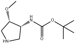 Carbamic acid, N-[(3R,4S)-4-methoxy-3-pyrrolidinyl]-, 1,1-dimethylethyl ester Struktur