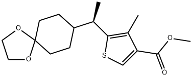 methyl(R)-5-(1-(1,4-dioxaspiro[4.5]decan-8-yl)ethyl)-4-methylthiophene-3-carboxylate Struktur