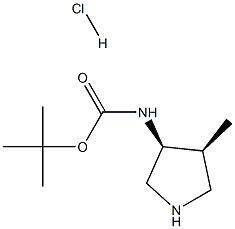 (3S,4S)-(4-Methyl-pyrrolidin-3-yl)-carbamic acid tert-butyl ester hydrochloride Struktur