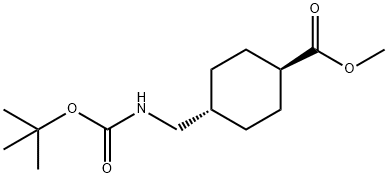 methyl trans-4-({[(tert-butoxy)carbonyl]amino}methyl)cyclohexane-1-carboxylate Struktur