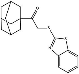 2-(1,3-benzothiazol-2-ylsulfanyl)-1-(tricyclo[3.3.1.1~3,7~]dec-1-yl)ethanone Struktur