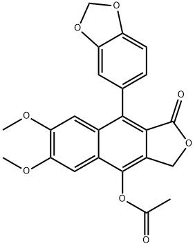 9-(benzo[d][1,3]dioxol-5-yl)-6,7-dimethoxy-1-oxo-1,3-dihydronaphtho[2,3-c]furan-4-yl acetate Struktur