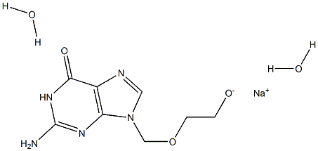 Sodium 2-((2-amino-6-oxo-1H-purin-9(6H)-yl)methoxy)ethanolate dihydrate Struktur