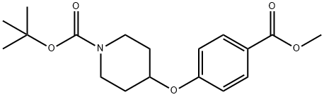 Methyl-4-(N-(tert-butoxycarbonyl)-4-piperidinyloxy)benzoate Struktur