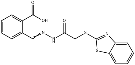 2-{2-[(1,3-benzothiazol-2-ylsulfanyl)acetyl]carbohydrazonoyl}benzoic acid Struktur