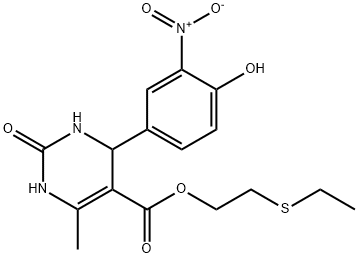 2-(ethylthio)ethyl 4-(4-hydroxy-3-nitrophenyl)-6-methyl-2-oxo-1,2,3,4-tetrahydropyrimidine-5-carboxylate Struktur