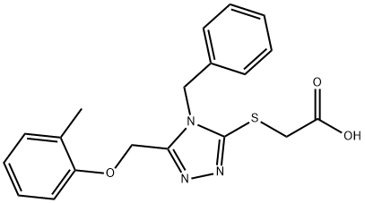 2-((4-benzyl-5-((o-tolyloxy)methyl)-4H-1,2,4-triazol-3-yl)thio)acetic acid Struktur