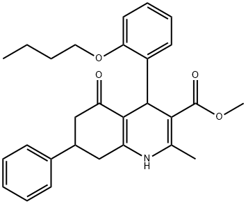 methyl 4-(2-butoxyphenyl)-2-methyl-5-oxo-7-phenyl-1,4,5,6,7,8-hexahydroquinoline-3-carboxylate Struktur