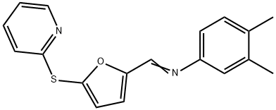 (E)-3,4-dimethyl-N-((5-(pyridin-2-ylthio)furan-2-yl)methylene)aniline Struktur