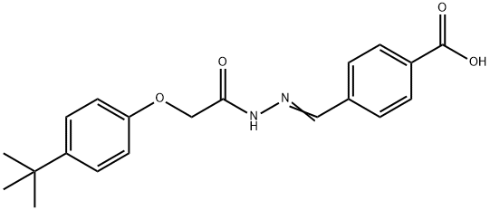 (E)-4-((2-(2-(4-(tert-butyl)phenoxy)acetyl)hydrazono)methyl)benzoic acid Struktur