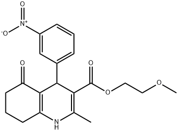 2-methoxyethyl 2-methyl-4-(3-nitrophenyl)-5-oxo-1,4,5,6,7,8-hexahydroquinoline-3-carboxylate Struktur