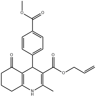 allyl 4-(4-(methoxycarbonyl)phenyl)-2-methyl-5-oxo-1,4,5,6,7,8-hexahydroquinoline-3-carboxylate Struktur