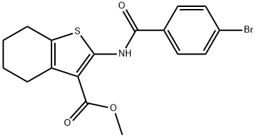 methyl 2-{[(4-bromophenyl)carbonyl]amino}-4,5,6,7-tetrahydro-1-benzothiophene-3-carboxylate Struktur