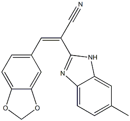 3-Benzo[1,3]dioxol-5-yl-2-(6-methyl-1H-benzoimidazol-2-yl)-acrylonitrile Struktur