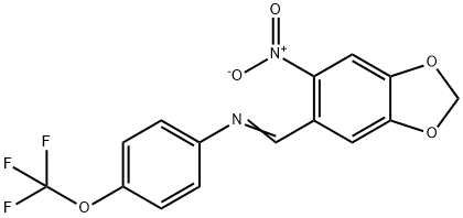 N-[(6-nitro-1,3-benzodioxol-5-yl)methylene]-4-(trifluoromethoxy)aniline Struktur