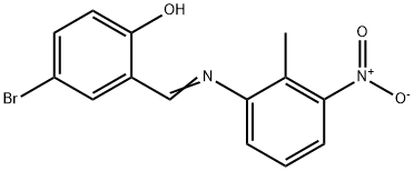 4-bromo-2-{(E)-[(2-methyl-3-nitrophenyl)imino]methyl}phenol Struktur