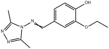 (E)-4-(((3,5-dimethyl-4H-1,2,4-triazol-4-yl)imino)methyl)-2-ethoxyphenol Struktur