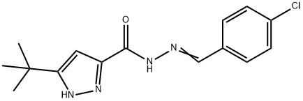 3-tert-butyl-N'-[(E)-(4-chlorophenyl)methylidene]-1H-pyrazole-5-carbohydrazide Struktur