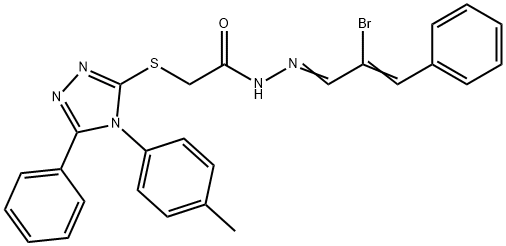 N'-[(1E,2Z)-2-bromo-3-phenylprop-2-en-1-ylidene]-2-{[4-(4-methylphenyl)-5-phenyl-4H-1,2,4-triazol-3-yl]sulfanyl}acetohydrazide Struktur