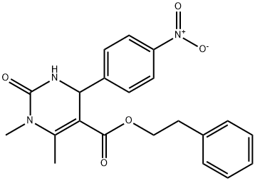 2-phenylethyl 1,6-dimethyl-4-(4-nitrophenyl)-2-oxo-1,2,3,4-tetrahydropyrimidine-5-carboxylate Struktur