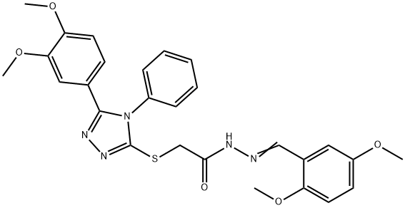 N'-[(E)-(2,5-dimethoxyphenyl)methylidene]-2-{[5-(3,4-dimethoxyphenyl)-4-phenyl-4H-1,2,4-triazol-3-yl]sulfanyl}acetohydrazide Struktur