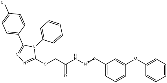 2-{[5-(4-chlorophenyl)-4-phenyl-4H-1,2,4-triazol-3-yl]sulfanyl}-N'-[(E)-(3-phenoxyphenyl)methylidene]acetohydrazide Struktur