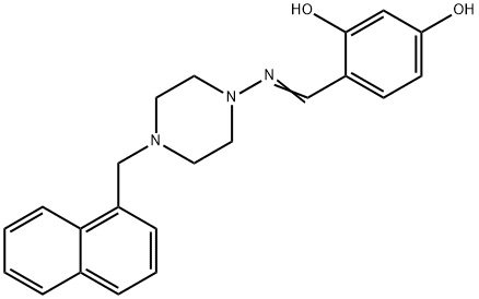 (E)-4-(((4-(naphthalen-1-ylmethyl)piperazin-1-yl)imino)methyl)benzene-1,3-diol Struktur