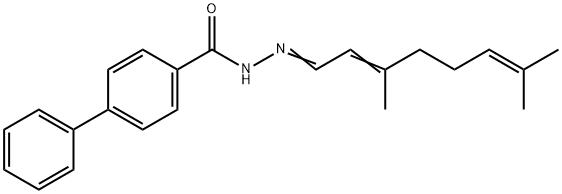 N'-[(1E,2E)-3,7-dimethylocta-2,6-dien-1-ylidene]biphenyl-4-carbohydrazide Struktur