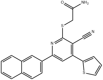 2-{[3-cyano-6-(naphthalen-2-yl)-4-(thiophen-2-yl)pyridin-2-yl]sulfanyl}acetamide Struktur