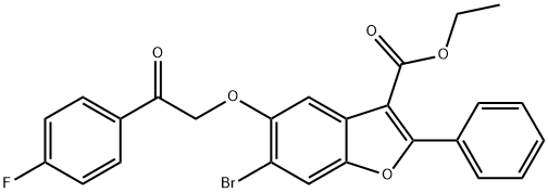 ethyl 6-bromo-5-(2-(4-fluorophenyl)-2-oxoethoxy)-2-phenylbenzofuran-3-carboxylate Struktur