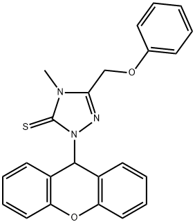 4-methyl-5-(phenoxymethyl)-2-(9H-xanthen-9-yl)-2,4-dihydro-3H-1,2,4-triazole-3-thione Struktur