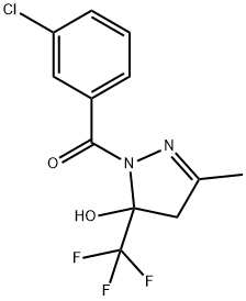 (3-chlorophenyl)[5-hydroxy-3-methyl-5-(trifluoromethyl)-4,5-dihydro-1H-pyrazol-1-yl]methanone Struktur